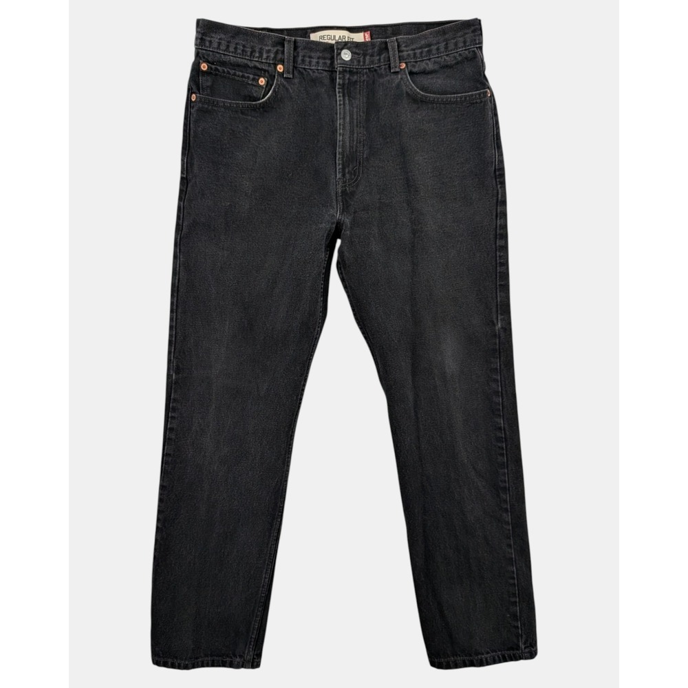 Levi's‎ 505 Regular Fit Black Faded Jeans Men's 36x32 100% Cotton